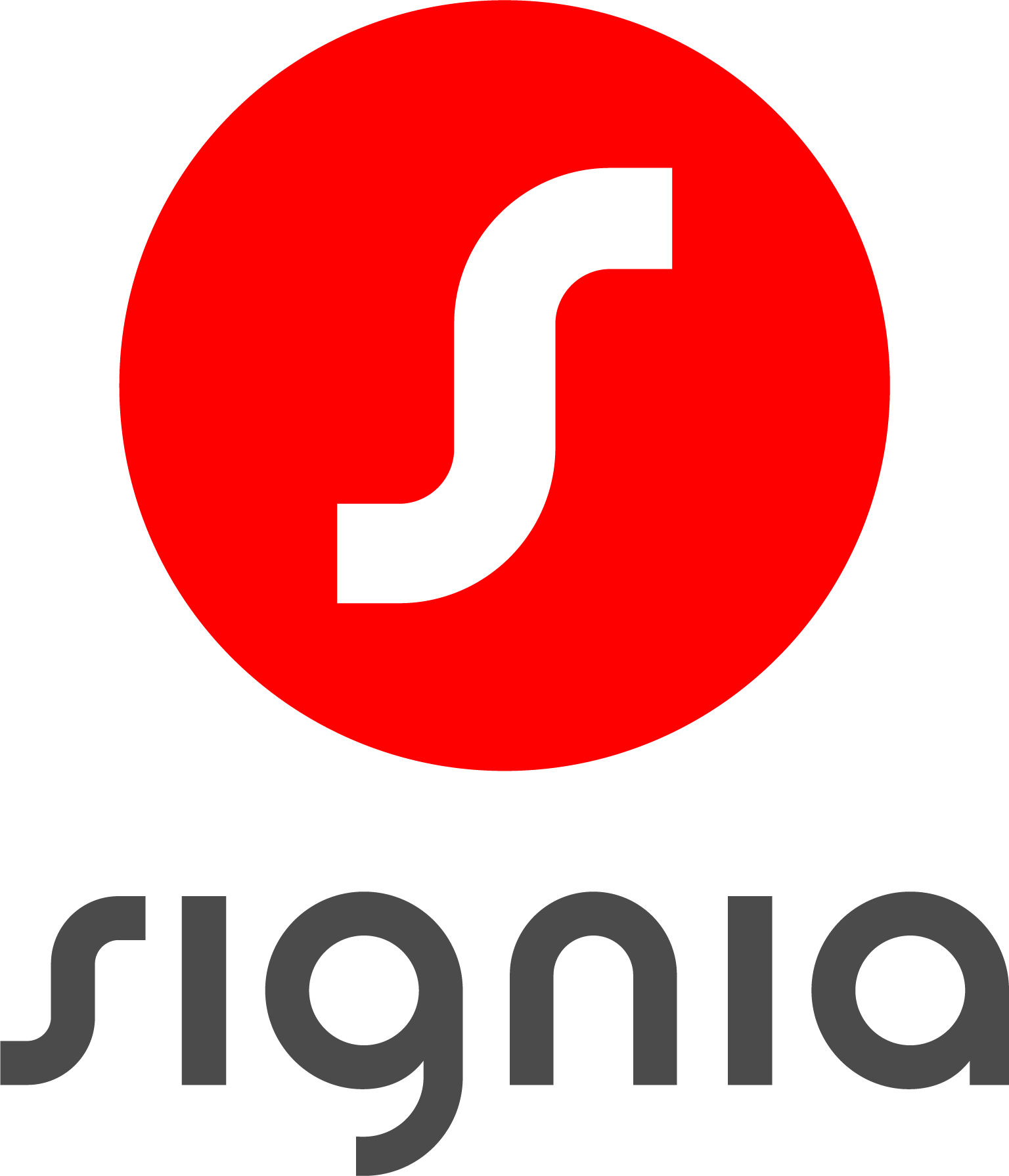 Signia logo - white s in red circle